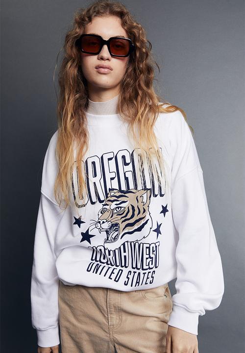 H&M - Oversized motif-detail sweatshirt - white/oregon