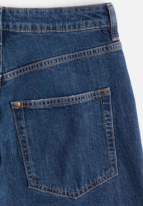 H&M - Curvy fit wide high cropped jeans - denim blue