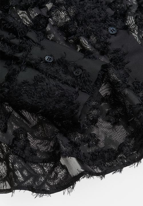 H&M - Textured-weave shirt - black