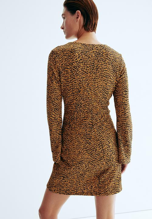 H&M - Textured jersey dress - dark beige patterned