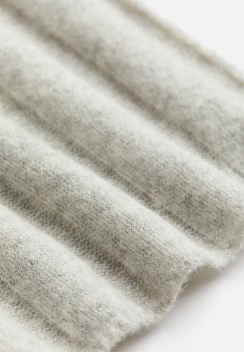 H&M - Rib-knit trousers - light grey marl
