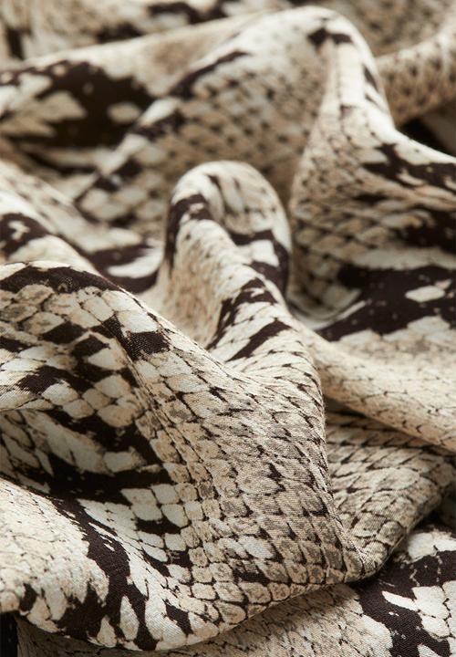 H&M - Patterned crêpe skirt - beige/snakeskin-patterned