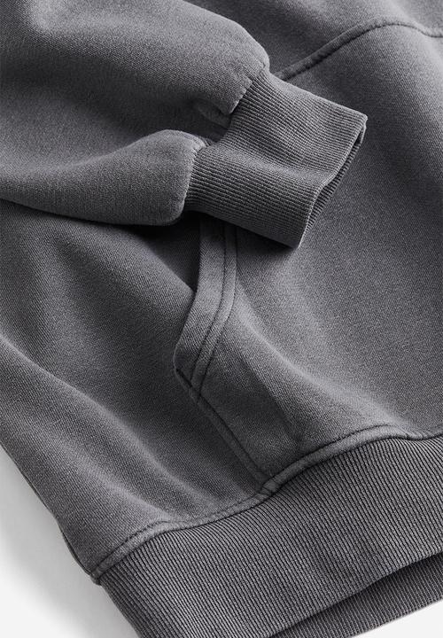 H&M - Oversized washed-look hoodie - dark grey