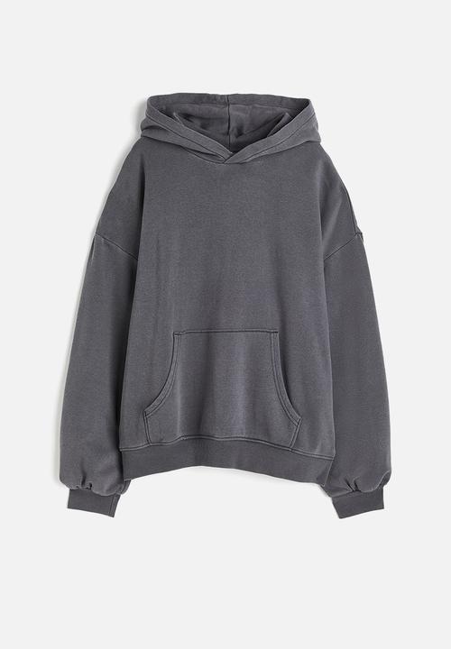 H&M - Oversized washed-look hoodie - dark grey