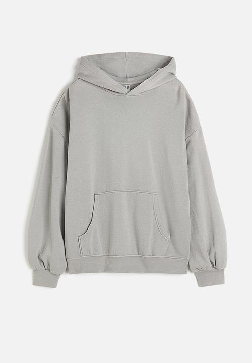 H&M - Oversized washed-look hoodie - light grey