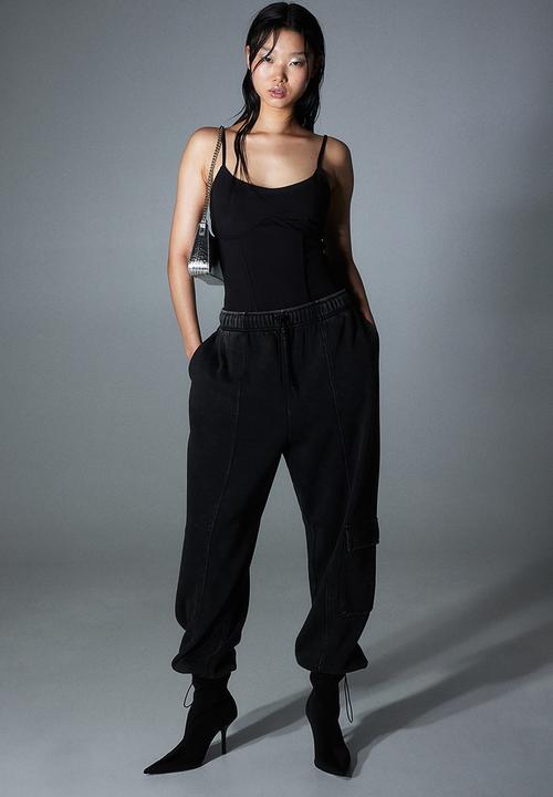 H&M - Cargo sweatpants - black/washed out