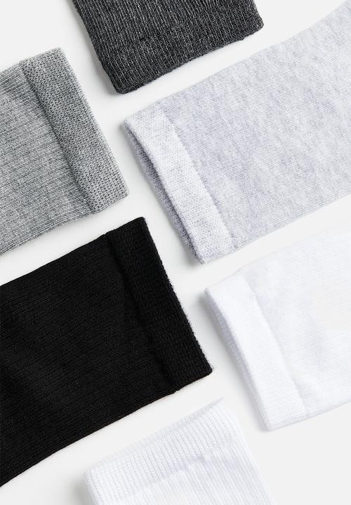 H&M - 7-pack socks - white/light grey marl/black 