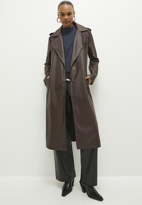 Pu trench coat - choc