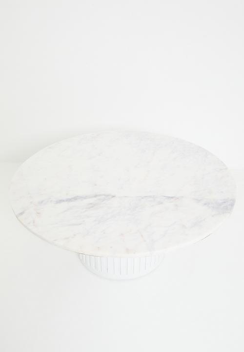 Sixth Floor - Maya marble & wood coffee table-white