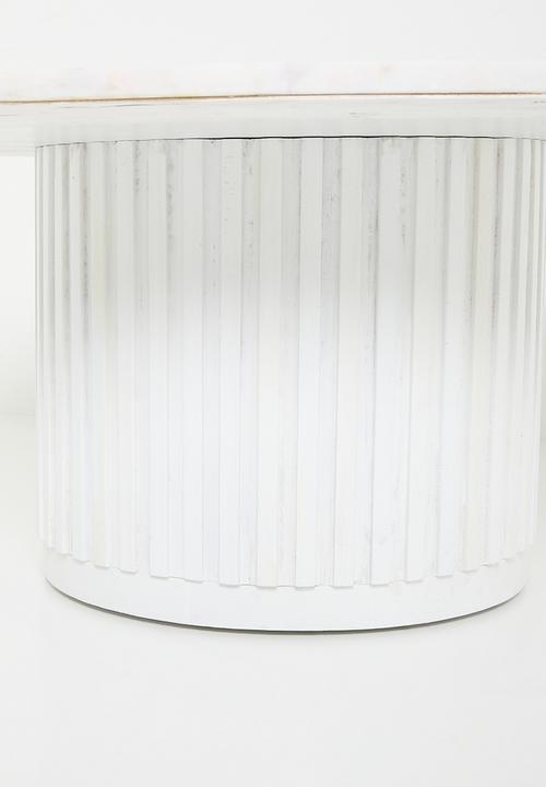 Sixth Floor - Maya marble & wood coffee table-white