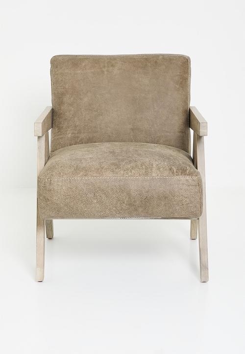 Sixth Floor - Corby genuine leather armchair - stone