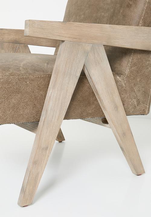 Sixth Floor - Corby genuine leather armchair - stone