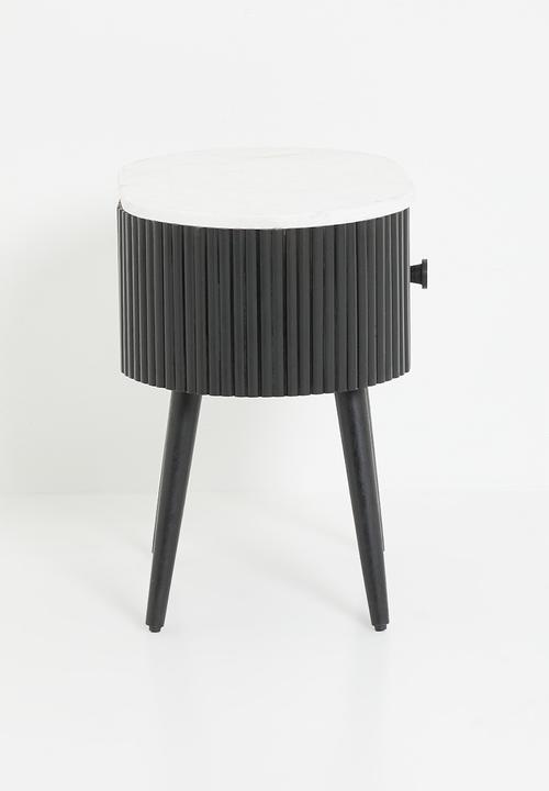 Sixth Floor - Grant marble & wood bedside table - black