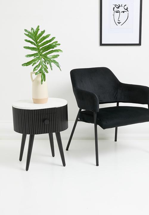 Sixth Floor - Grant marble & wood bedside table - black