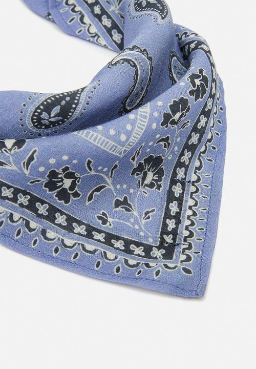 Rubi - Bandana square scarf - vintage blue paisley