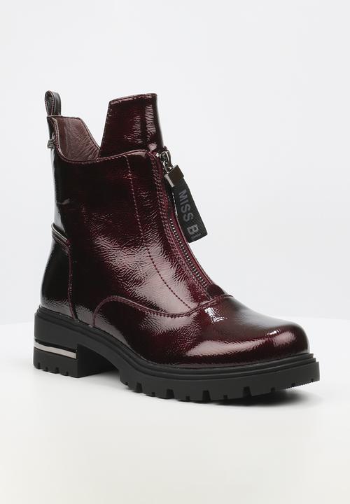 Miss Black - Vadar 2 heel trim boot - wine