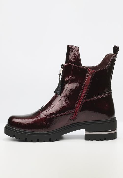 Miss Black - Vadar 2 heel trim boot - wine