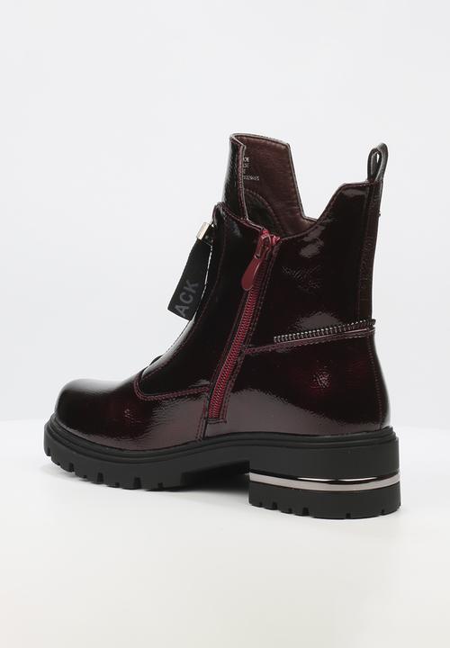Miss Black - Vadar 2 heel trim boot - wine