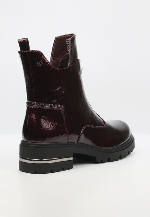 Miss Black - Vadar 2 heel trim boot - wine