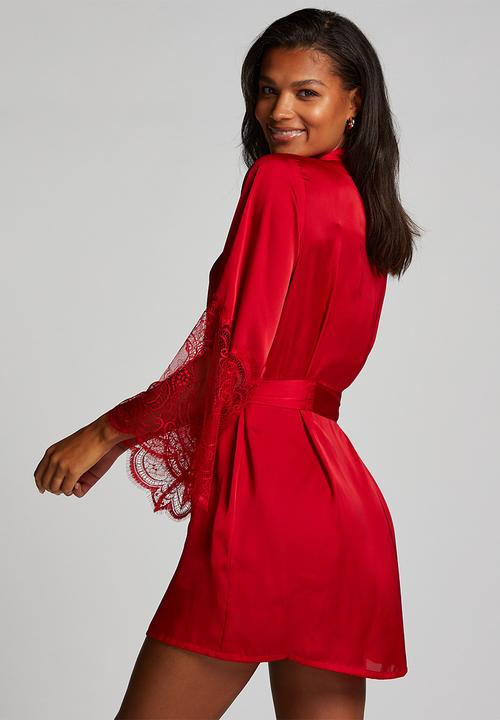 Hunkemoller - Kimono Satin Lace - tango red