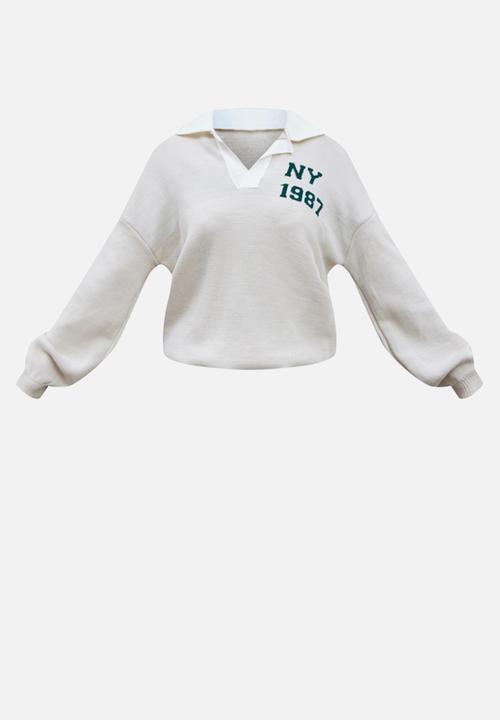 PrettyLittleThing - Oatmeal oversized collared knitted ny jacquard jumper - oatmeal