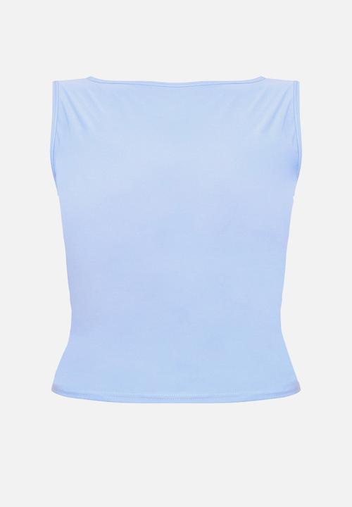 PrettyLittleThing - Dusty blue soft touch sleeveless top - dusty blue