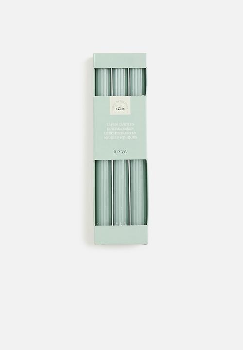 H&S - Taper candle set of 3 - light green