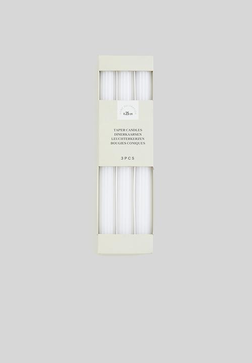 H&S - Taper candle set of 3 - white
