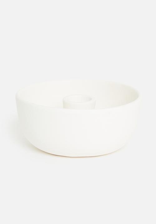 H&S - Bowl candle holder - white