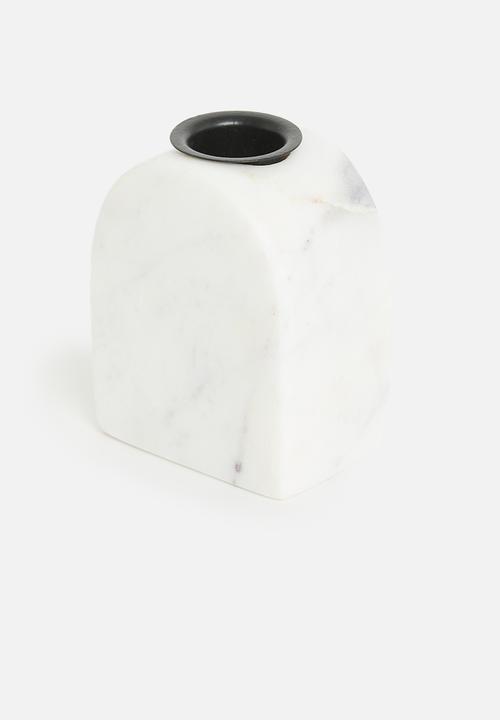 H&S - Marble dinner candle holder - white