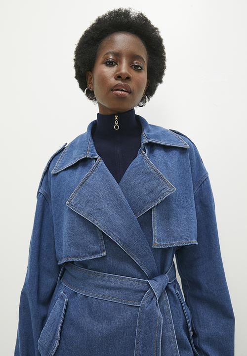 Denim trench coat - mid blue5