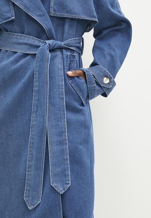 Denim trench coat - mid blue5