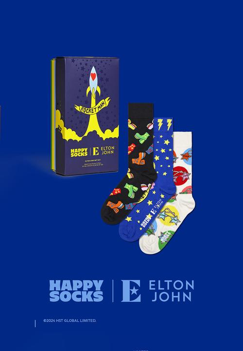 Happy Socks - Elton john 3-pack gift set - black