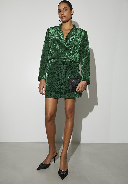 VELVET - Co-ord burnout velour mini - emerald green