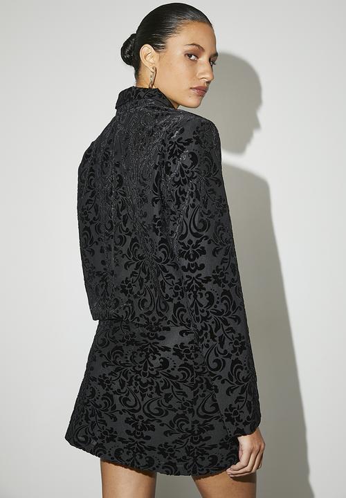 VELVET - Co-ord burnout velour mini - black