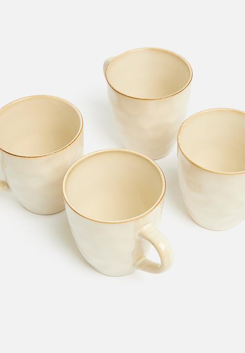 Excellent Houseware - Marta stoneware mug set of 4- Natural