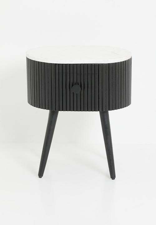 Sixth Floor - Grant marble & wood bedside table - black