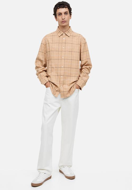 H&M - Regular fit flannel shirt - beige checked 