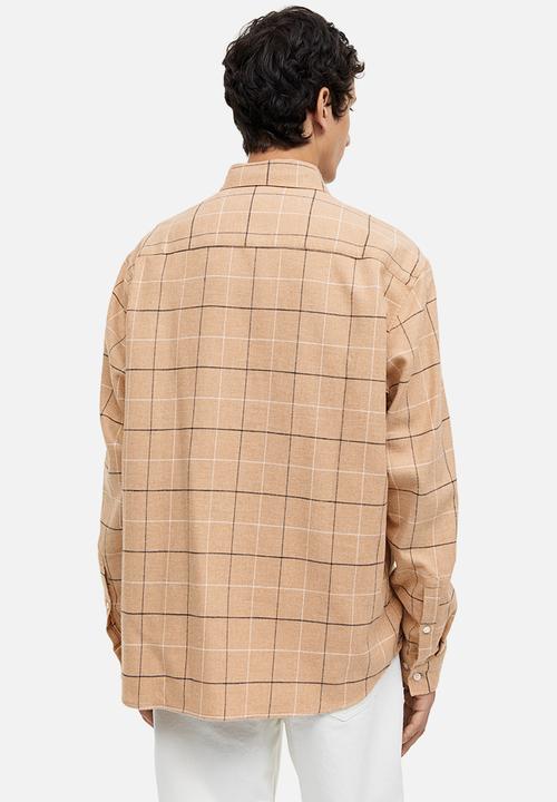 H&M - Regular fit flannel shirt - beige checked 