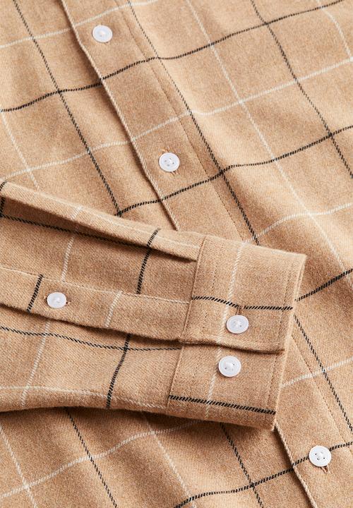 H&M - Regular fit flannel shirt - beige checked 