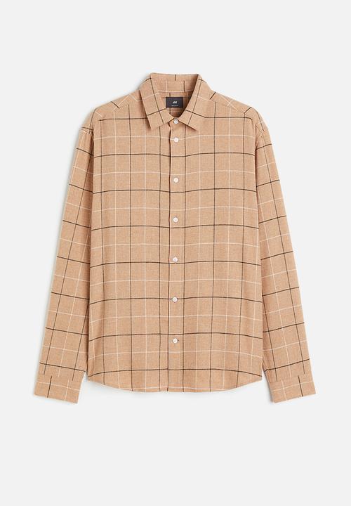 H&M - Regular fit flannel shirt - beige checked 