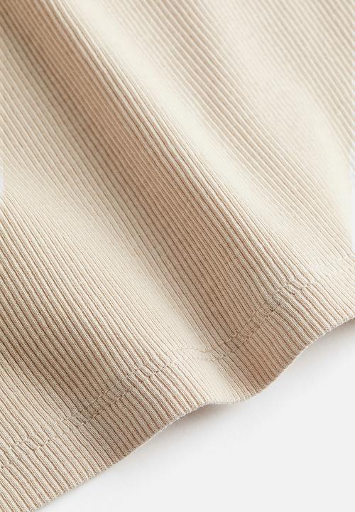 H&M - Ribbed T-shirt - light beige