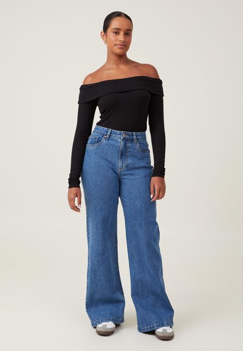 Cotton On - Plus Curvy Stretch Wide Jean - sea Blue