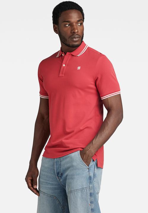 G-STAR - Dunda slim stripe polo s\s Premium stretch pk o  - finch