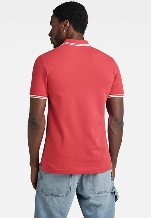 G-STAR - Dunda slim stripe polo s\s Premium stretch pk o  - finch
