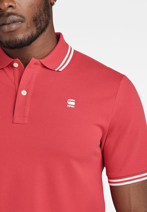 G-STAR - Dunda slim stripe polo s\s Premium stretch pk o  - finch