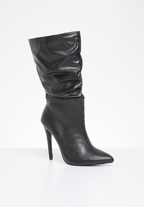 Madison® - Kessa ruched stiletto boot - black