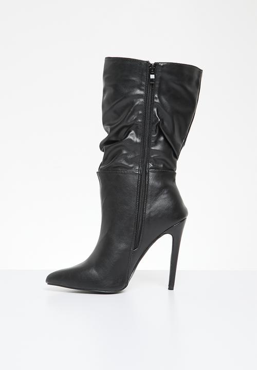 Madison® - Kessa ruched stiletto boot - black