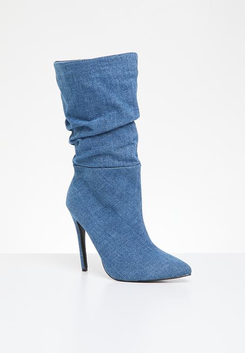 Madison® - Kessa ruched stiletto boot - blue