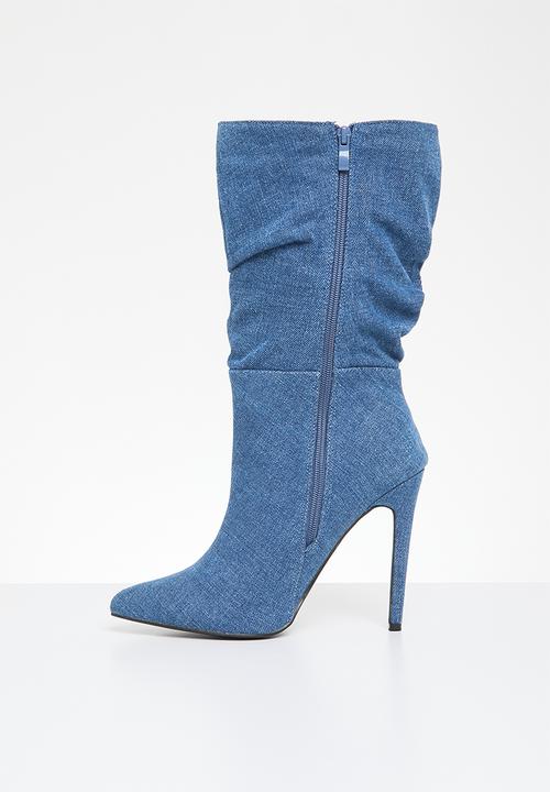 Madison® - Kessa ruched stiletto boot - blue